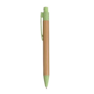 Push button ball pen with bamboo barrel and wheat-straw (50%) and PP (50%) fittings - Img 3