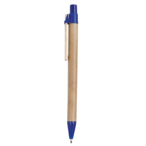 Recycled paper snap pen, coloured PP and wheat straw details, wooden clip - Img 5