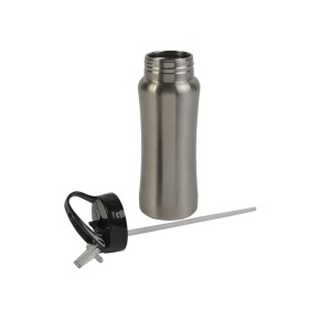 Single wall stainless steel sport bottle with drinking straw (600 ml) - Img 3