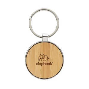 XD RCS recycled zinc alloy round keychain with bamboo
