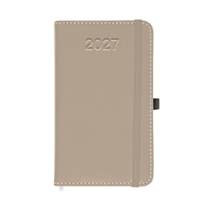2027 daily pocket diary, thermo-varnished PU hard cover with perimeter stitching