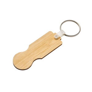 Bamboo shopping cart token with key ring - Img 3