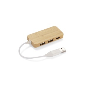 BC Hub USB splitter Bamboo cu mufă înlocuibilă - RIVO