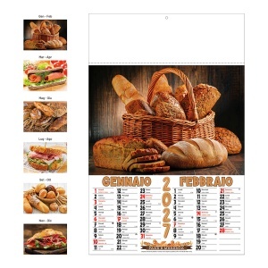 Calendar de perete 2027, format lunar, 6 coli ilustrate din hârtie cretată de 130 g/m2