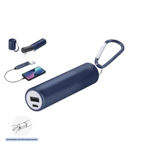 Decan - Power Bank Recycled Aluminium Replaceable Battery 2200 mAh. USB Output. Type C Output and Input