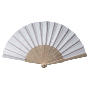 Fan made of polycotton fabric (cotton + polyester) with wooden handle 23 cm long - Img 1