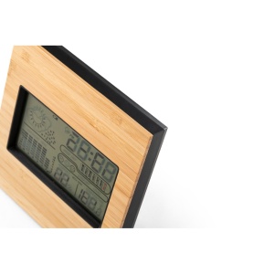 hi!™ BROMLEY Stație meteo de birou cu ecran LCD din ABS și bambus