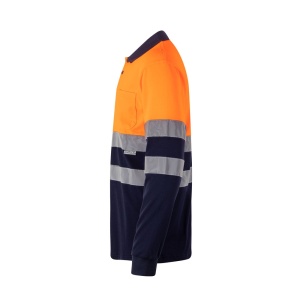 hi!™ VL PLUTO Tricou polo piqué bicolor (150g/m²) cu mâneci lungi, din bumbac (55%) și poliester (45%)