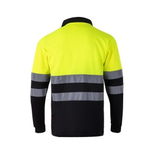 hi!™ VL VULCAN Tricou polo bicolor cu ochi de pasăre (160g/m²) cu mâneci lungi, din poliester (100%)