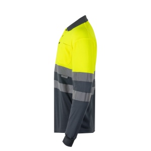 hi!™ VL VULCAN Tricou polo bicolor cu ochi de pasăre (160g/m²) cu mâneci lungi, din poliester (100%)