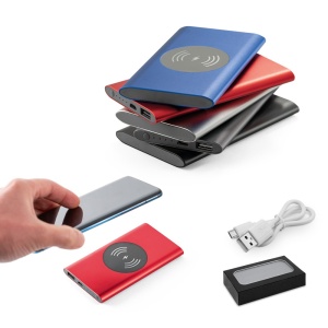 HI CASSINI. Power bank 4'000 mAh cu încărcător wireless de 5W din aluminiu reciclat (100% rAL)