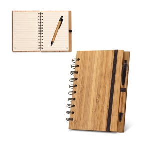 HI DICKENS A5. Caiet A5 spiralat din bambus cu hârtie 100% reciclată