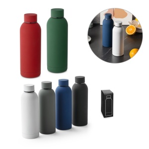 HI ODIN. Double wall vacuum stainless steel (36% recycled) bottle with rubber coating 550 mL