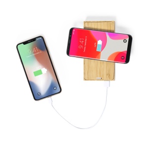 MAK Diuk - Power Bank Bamboo Wireless 5W. 10000 mAh. Solar Charging. 2 USB Outputs. Type C Output and Input - Img 3