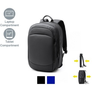 MAK Laret - Rucsac extensibil din PU/poliester 1680D. Compartiment căptușit pentru laptop și tabletă. Bretele căptușite pentru spate și umeri.