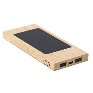 MAK Molden - Power Bank Bamboo 4000 mAh. Solar Charging. 2 USB Outputs. Type C Output and Input - Img 3