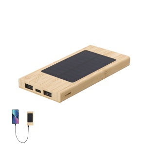 MAK Molden - Power Bank Bamboo 4000 mAh. Solar Charging. 2 USB Outputs. Type C Output and Input - Img 5