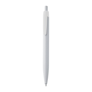 MC White plastic ball pen with coloured clip