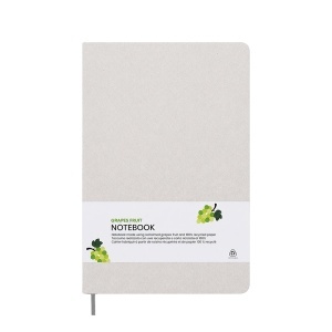 Notebook with cover made from fruit scraps and elastic closing band