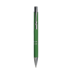 ON™ Aluminium snap pen with rubberised grip with 2 chrome trim rings