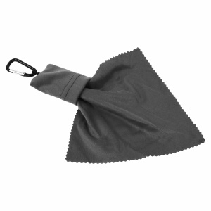 ON™ Snap hook keychain with foldable polyester microfibre screen/lens cleaning cloth