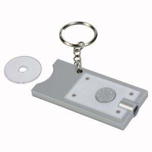 ON™ Plastic key ring with shopping trolley token and light