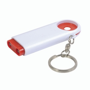 ON™ Plastic key ring with shopping trolley token and 2-LED light