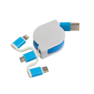 ON™ Retractable charging cable USB, Type-C, lightning and micro USB