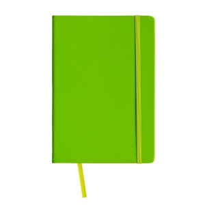 ON™ PU notebook with coloured elastic, squared sheets (80 pages), satin bookmark