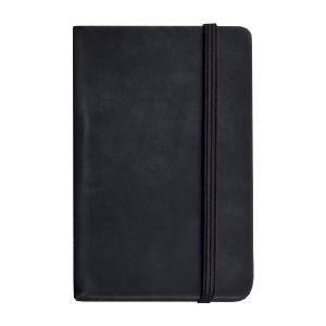 ON™ PU notebook with coloured elastic, squared sheets (80 pages), satin bookmark