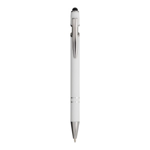 ON™ Rubberized aluminium snap pen with touch screen eraser and metal clip