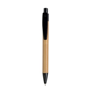 ON™ Push button ball pen with bamboo barrel and wheat-straw (50%) and PP (50%) fittings