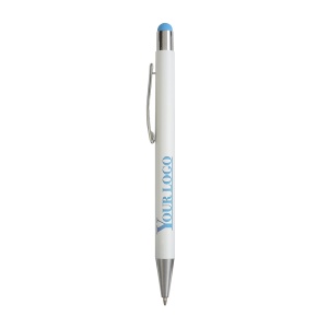 ON™ Aluminum push button ball pen with colored touch screen and laser engraved logo