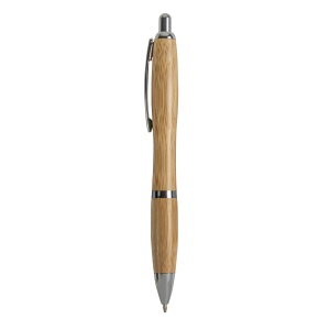 ON™ Push button ball pen in bamboo with chrome fittings