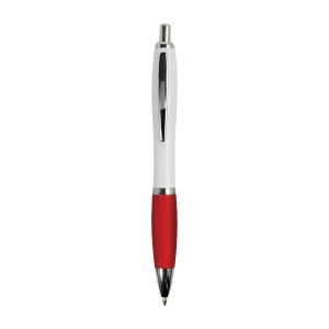 ON™ ABS plastic snap pen with white barrel, Italian flag-coloured grip and metal clip