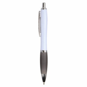 ON™ ABS plastic snap pen with white barrel, Italian flag-coloured grip and metal clip