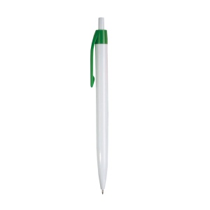 ON™ Plastic snap pen with white barrel and coloured clip