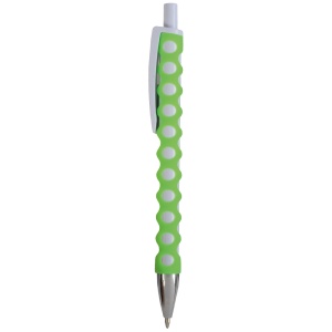 ON™ Plastic snap pen with white barrel, clip and button