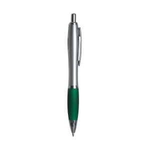 ON™ Plastic snap pen with silver barrel, rubberised coloured grip and metal clip, jumbo refill