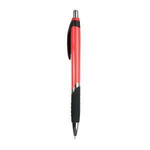 ON™ Plastic snap pen with coloured barrel, rubberised grip and chromed details