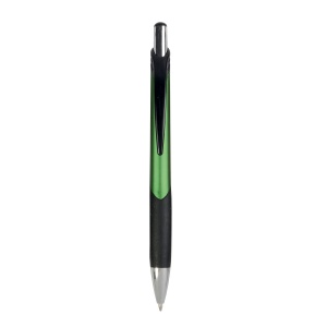 ON™ Plastic snap pen with metallic barrel and rubberised black grip to match the clip
