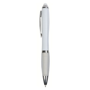 ON™ Plastic twist pen with white barrel, rubberised coloured grip
