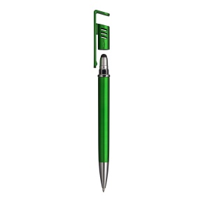 ON™ Plastic twist pen with metallic barrel, mobile phone holder and rubber touch