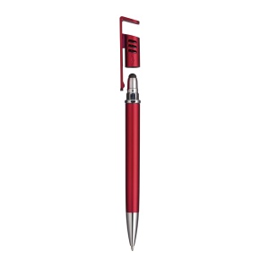 ON™ Plastic twist pen with metallic barrel, mobile phone holder and rubber touch