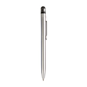 ON™ Plastic twist pen with metallic coloured barrel and touchscreen rubber tip