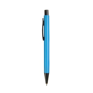 ON™ Plastic push botton pen with rubber and metal clip
