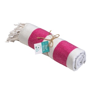 ON™ Recycled cotton fringed beach towel, size 90x170 cm