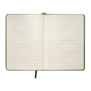 ON™ PU notebook with coloured elastic, ruled sheets (80 pages), ivory colour, satin bookmark
