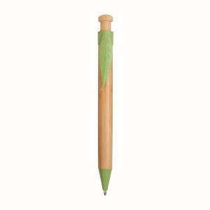 ON™ Push button ball pen with bamboo barrel and wheat-straw (50%) and PP (50%) fittings