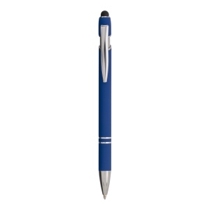 ON™ Rubberized aluminium snap pen with touch screen eraser and metal clip